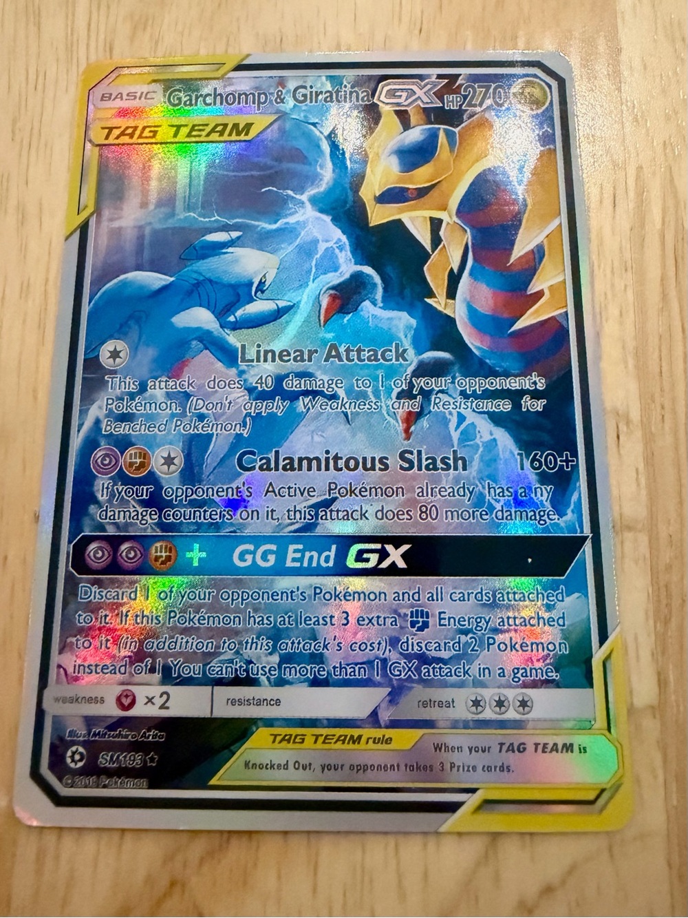Pokemon Garchomp & Giratina GX Holofoil Card - Blue